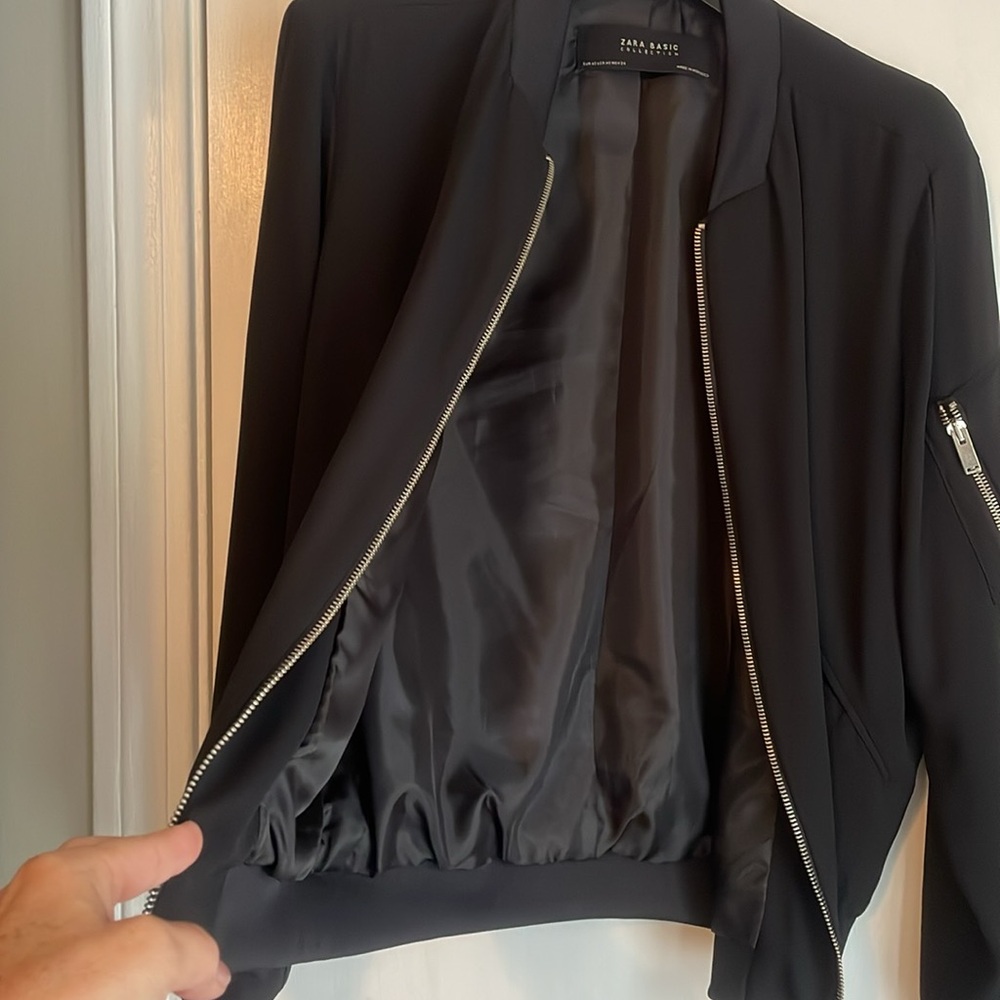 Zara Classic Black Bomber Jacket - Picture 6 of 6